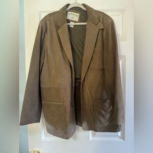 Orvis Men's Brown Leather Blazer Jacket